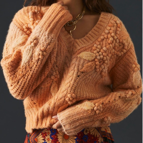 NWT Anthropologie Bauble V-Neck Sweater size S - Picture 2 of 12